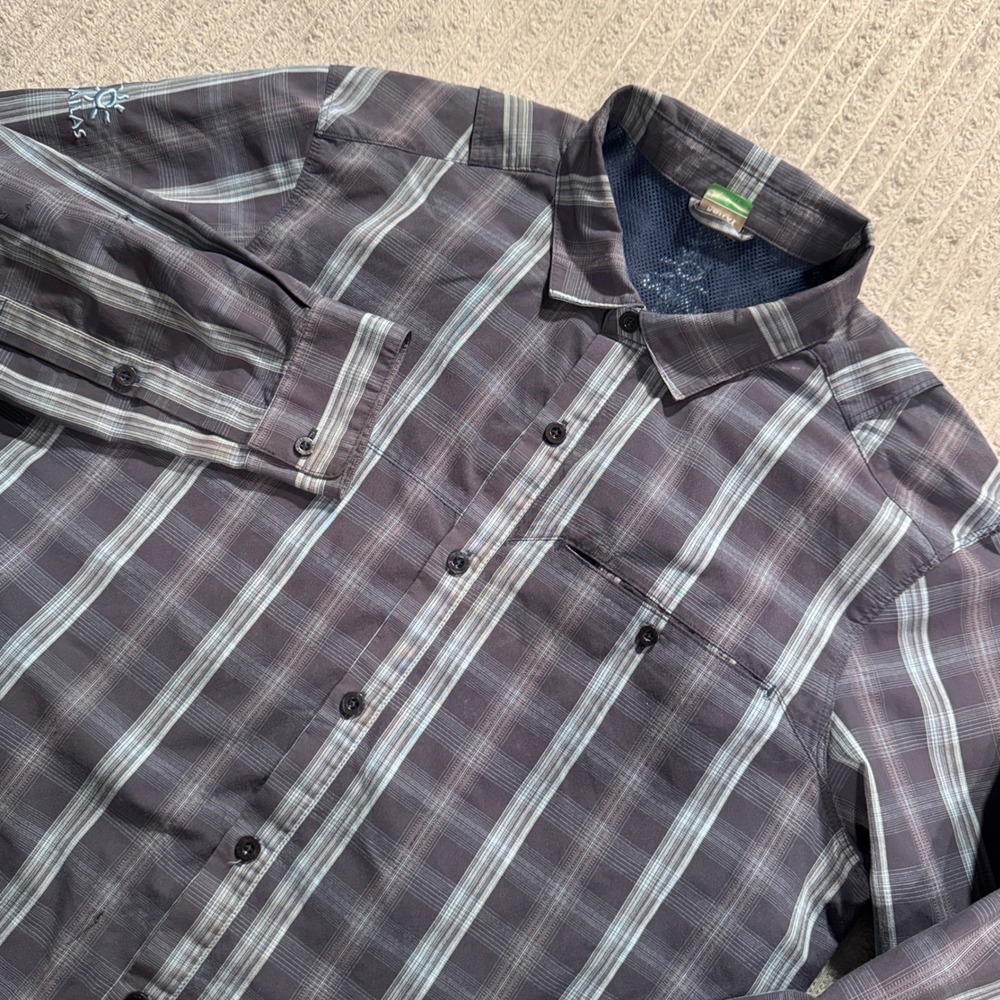 KAILAS Shirt Mens S Blue Plaid Vented Gorpcore Hiking Performance Climbing Adult